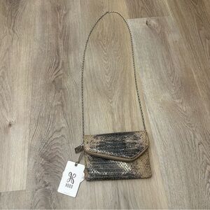NWT HOBO Leather Clutch with Detchable Crossbody Silver Chain